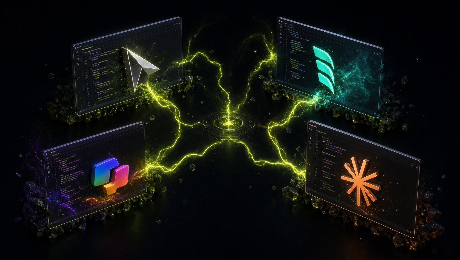 Four AI coding assistants compared — Cursor, Windsurf, Copilot, Claude Code