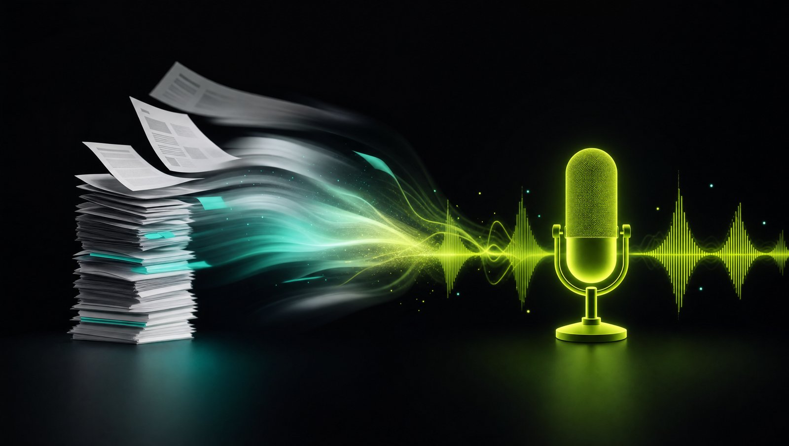Google NotebookLM turning documents into an AI-generated podcast